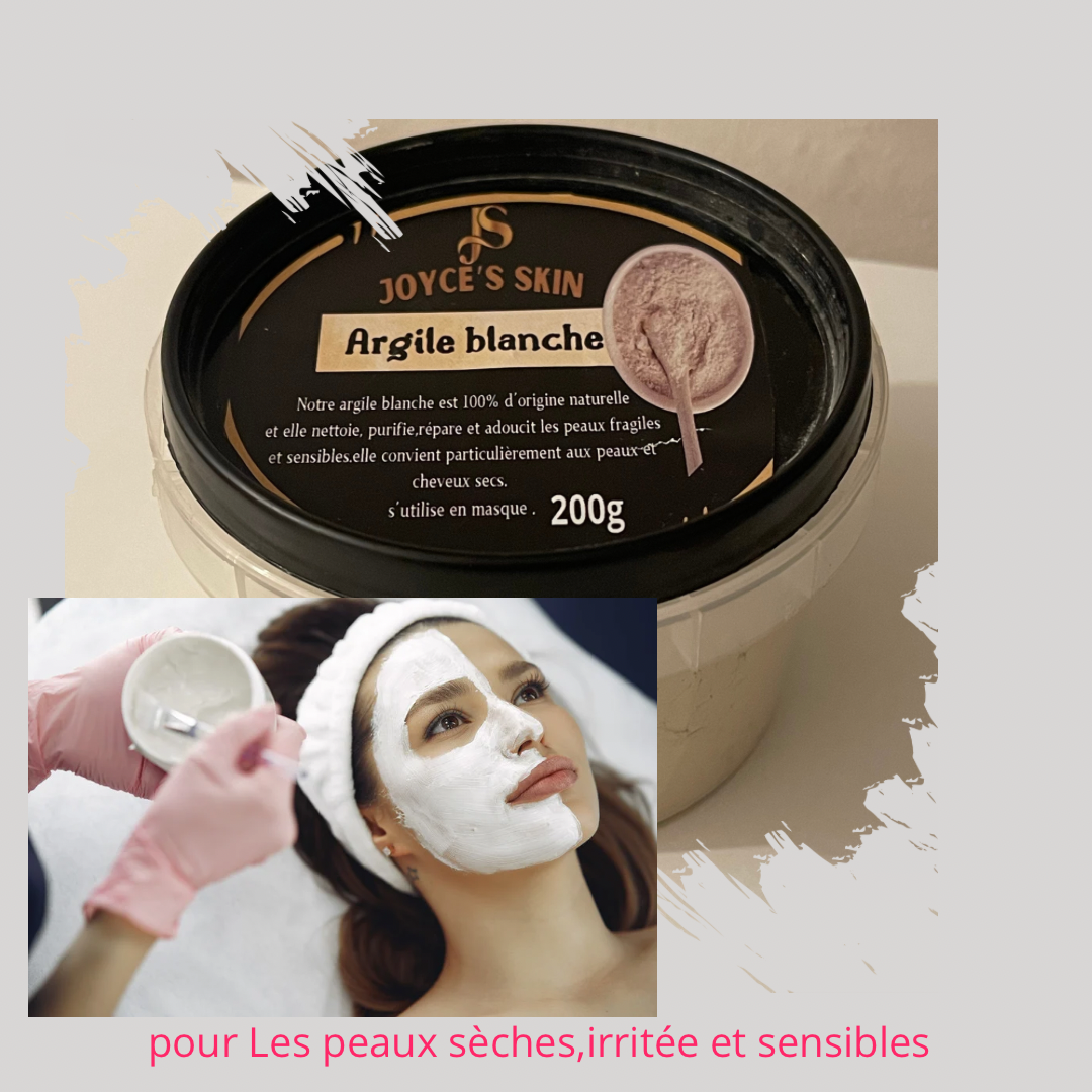 Argile blanche poudre masque visage,corps et cheveux