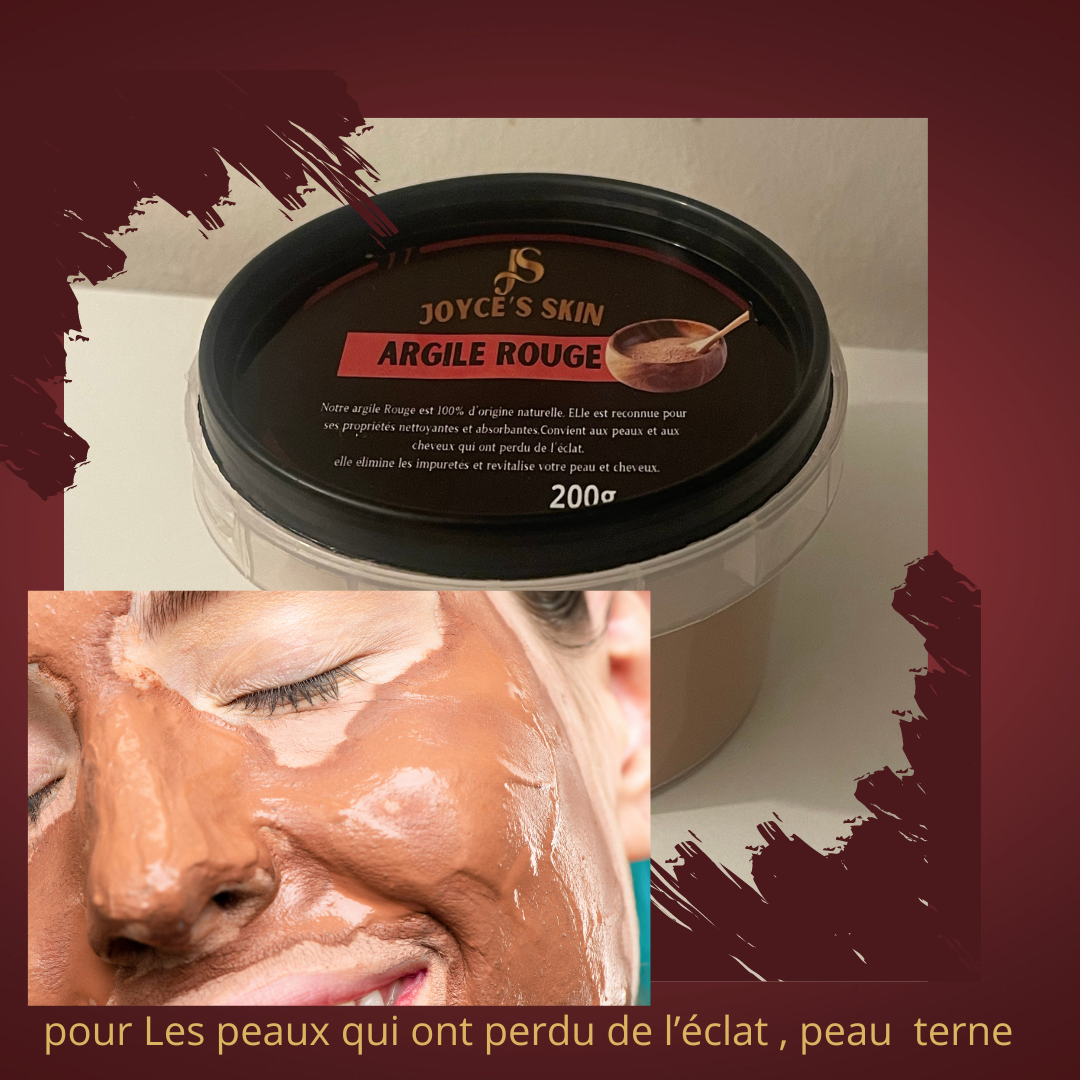Argile rouge poudre, masque peau terne, peau à rougeurs
