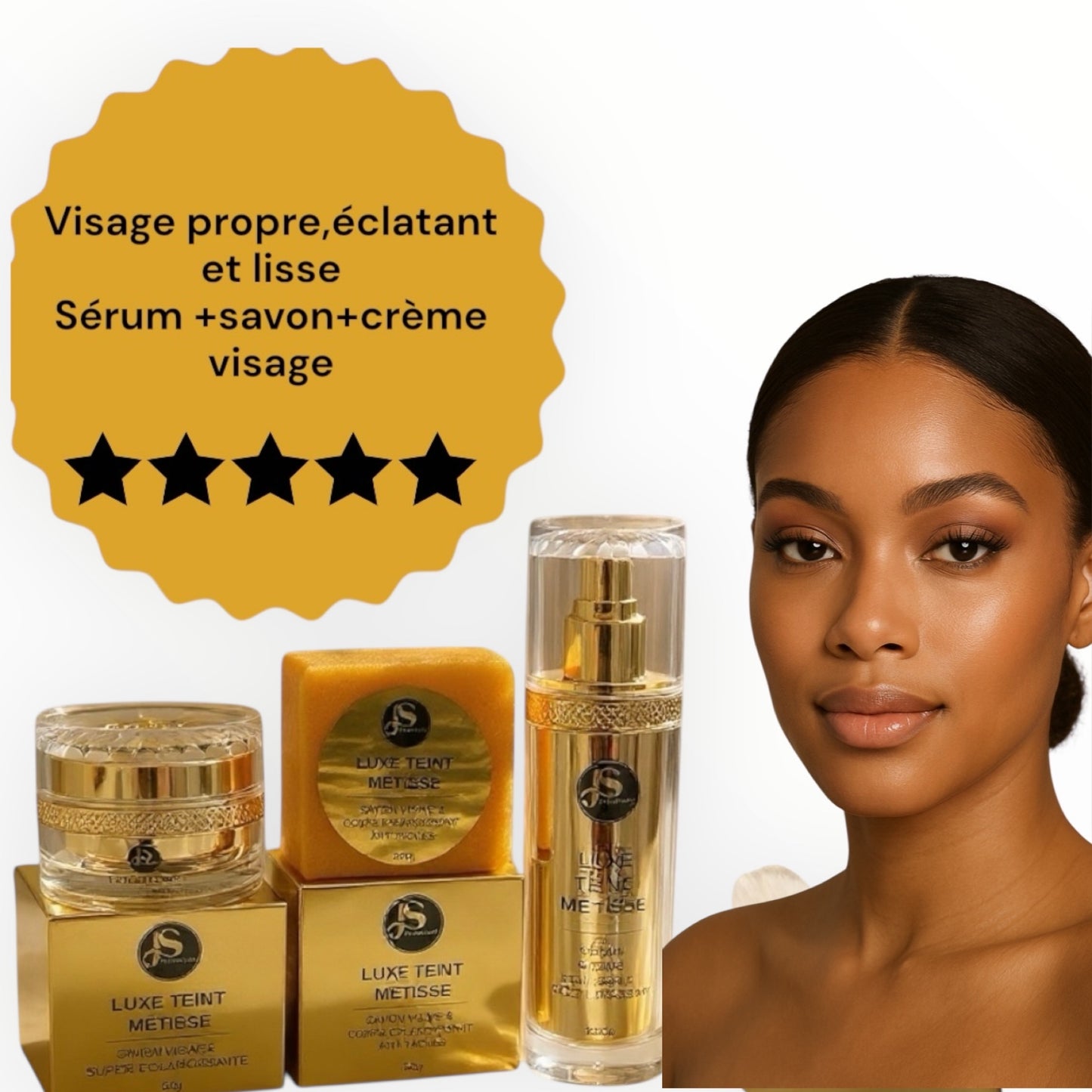 Kit visage propre éclatant et lisse luxe teint métisse
