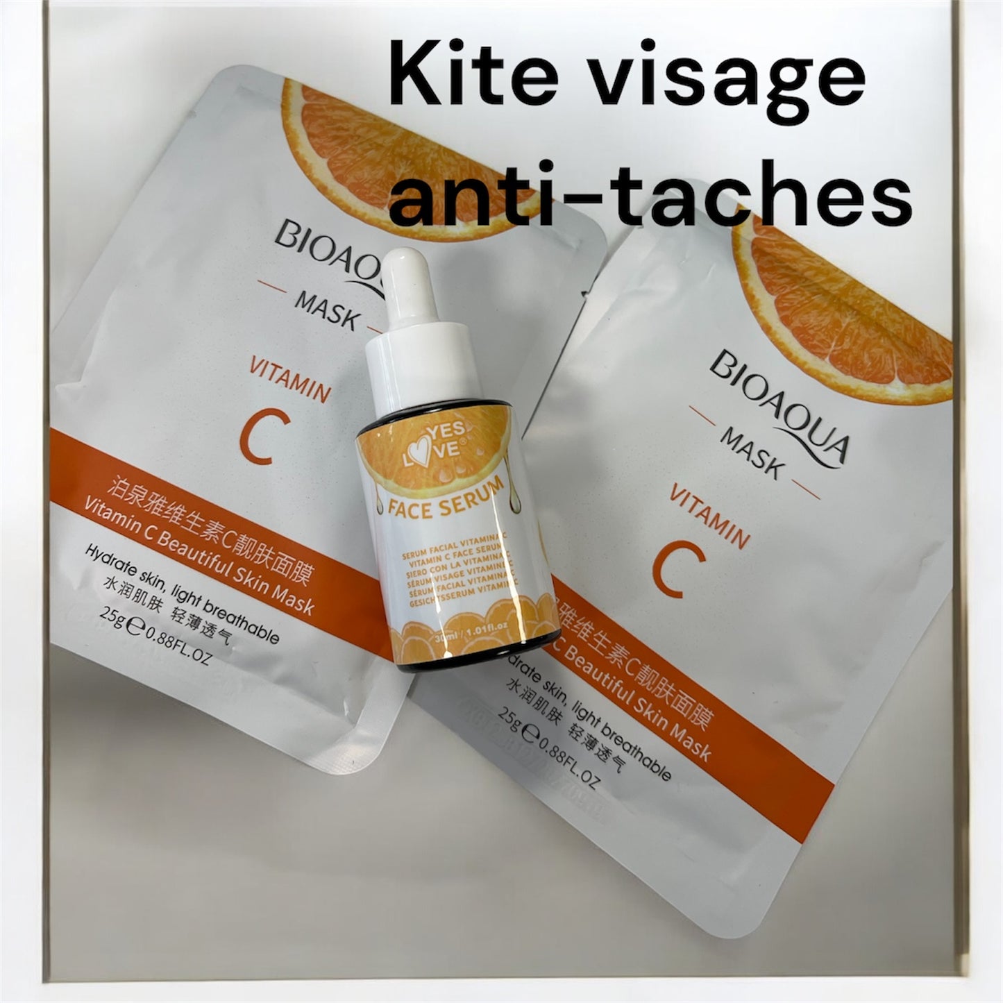 Kit visage sérum vitamine c + 2 masques visage anti-taches