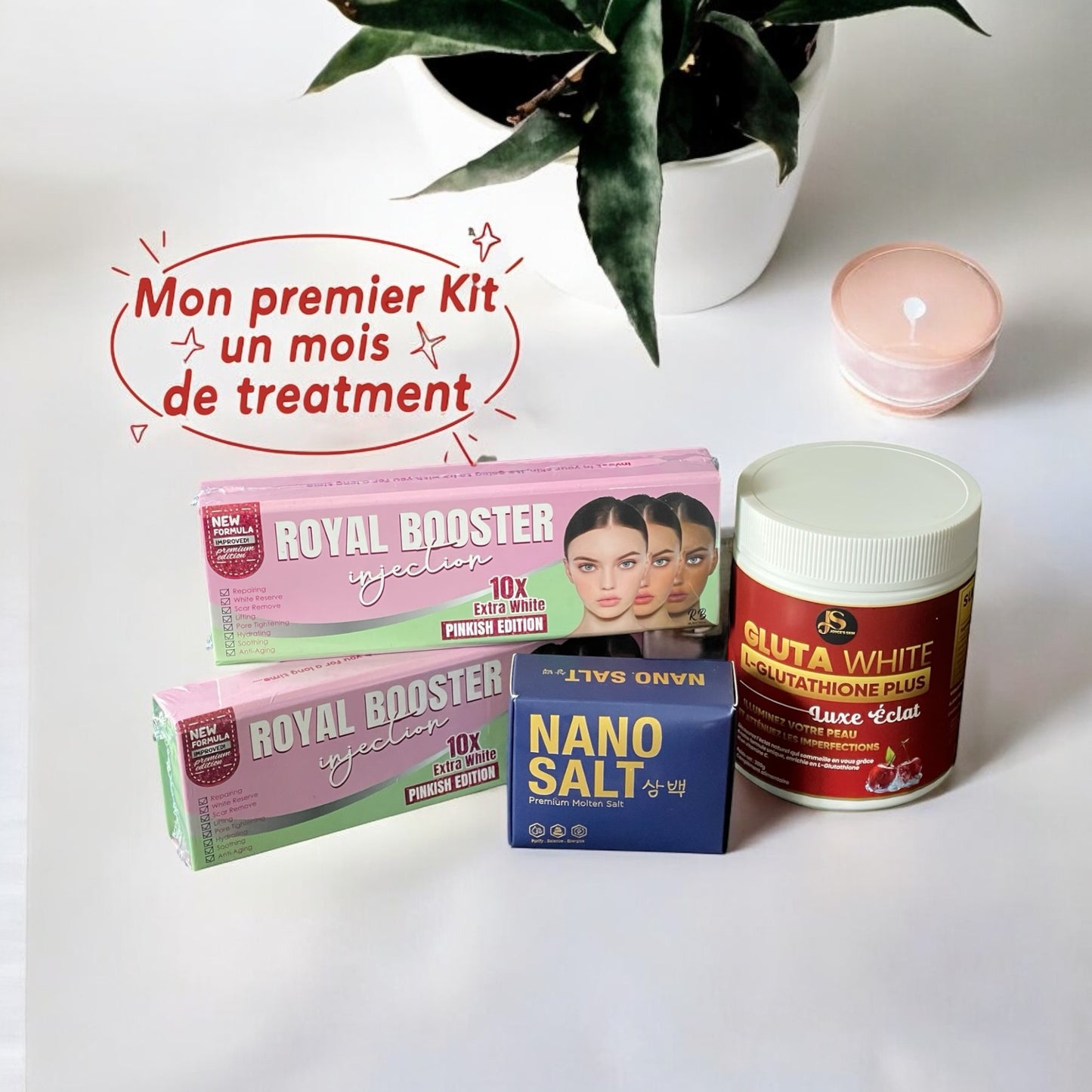 2 packs royal booter super whitening nouvelle formule +Nano sal detox+Gluta White L-Hlutathion