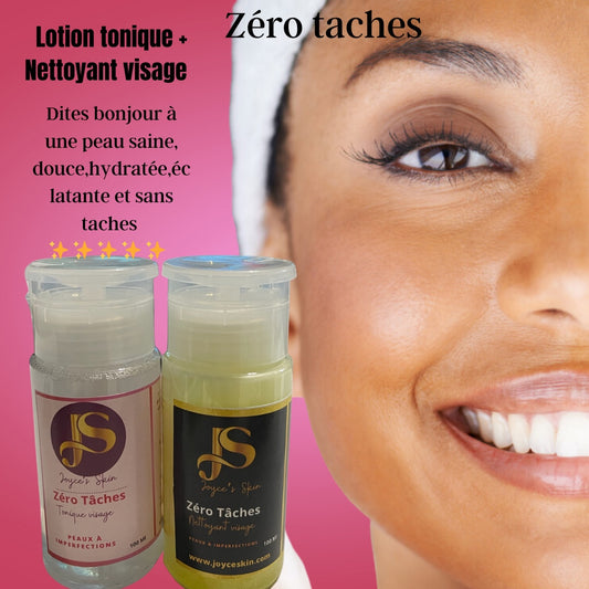 Zéro taches nettoyant reparateur anti-taches visage eclaircissant + lotion tonique